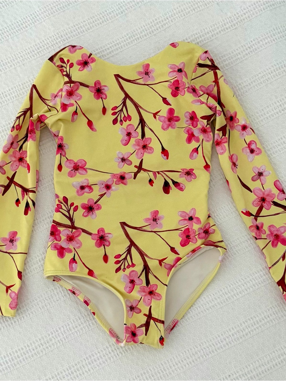 Pepita & Me - Girls Yellow Floral Long-Sleeve One-Piece Swimsuit